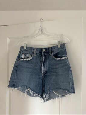 Agolde Parker Distressed High-Waist Denim Shorts, Size 25